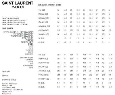 saint laurent boot sizing